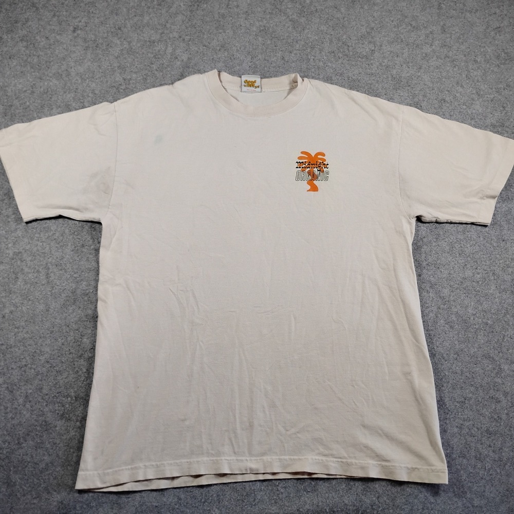 Midnight Organic Good Job Larry Palm Tree Graphic T-Shirt Mens Large Cream 1991